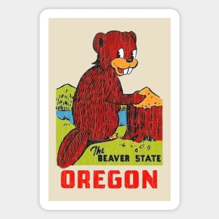 Oregon Beaver State Distressed Vintage Magnet